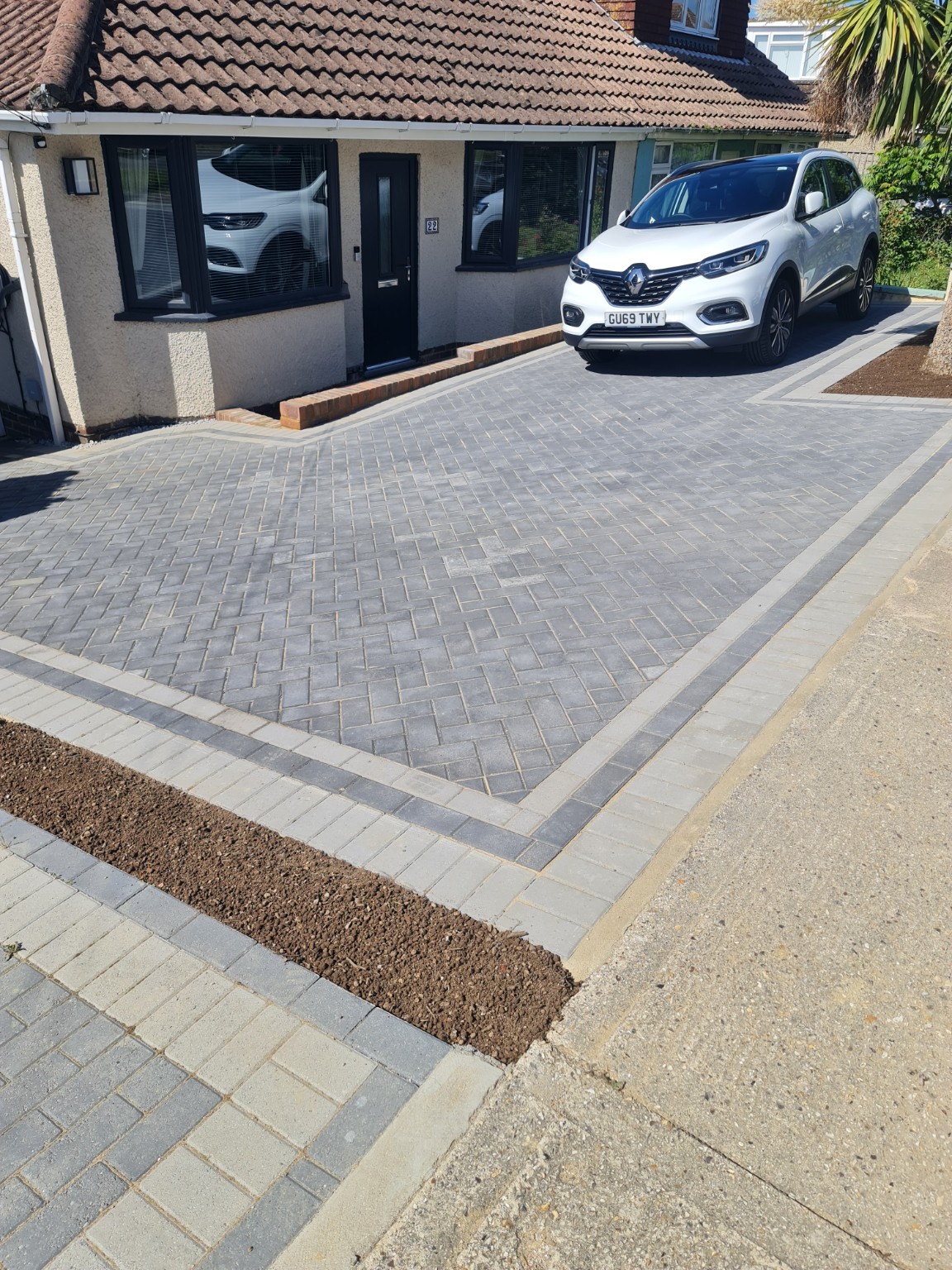 Modern paved driveway